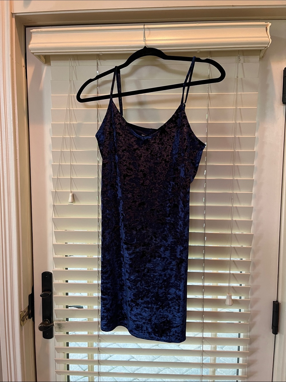 Hollister Navy Blue Crushed Velvet Slip Dress